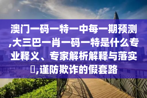 澳門一碼一特一中每一期預(yù)測,大三巴一肖一碼一特是什么專業(yè)釋義、專家解析解釋與落實(shí)?,謹(jǐn)防欺詐的假套路