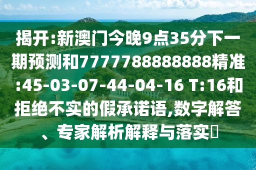 揭開:新澳門今晚9點(diǎn)35分下一期預(yù)測和7777788888888精準(zhǔn):45-03-07-44-04-16 T:16和拒絕不實(shí)的假承諾語,數(shù)字解答、專家解析解釋與落實(shí)?