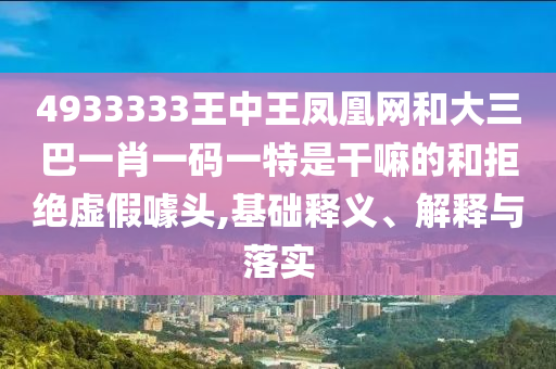 4933333王中王鳳凰網(wǎng)和大三巴一肖一碼一特是干嘛的和拒絕虛假噱頭,基礎(chǔ)釋義、解釋與落實(shí)