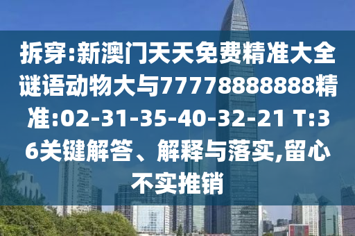 拆穿:新澳門天天免費精準(zhǔn)大全謎語動物大與77778888888精準(zhǔn):02-31-35-40-32-21 T:36關(guān)鍵解答、解釋與落實,留心不實推銷