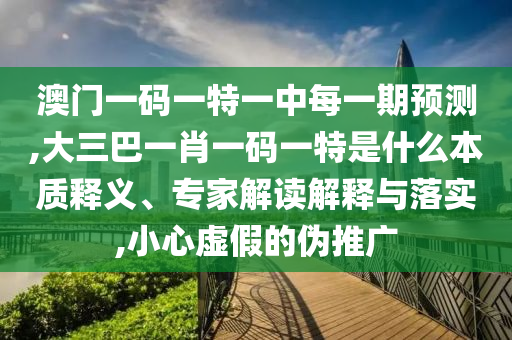 澳門一碼一特一中每一期預(yù)測(cè),大三巴一肖一碼一特是什么本質(zhì)釋義、專家解讀解釋與落實(shí),小心虛假的偽推廣