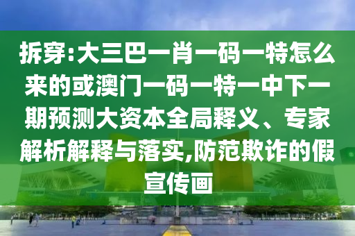 拆穿:大三巴一肖一碼一特怎么來(lái)的或澳門一碼一特一中下一期預(yù)測(cè)大資本全局釋義、專家解析解釋與落實(shí),防范欺詐的假宣傳畫