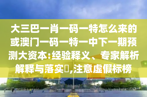 大三巴一肖一碼一特怎么來(lái)的或澳門一碼一特一中下一期預(yù)測(cè)大資本:經(jīng)驗(yàn)釋義、專家解析解釋與落實(shí)?,注意虛假標(biāo)榜