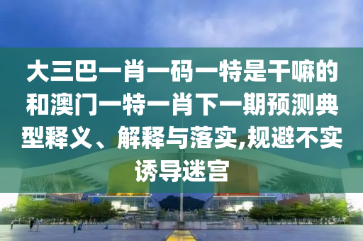大三巴一肖一碼一特是干嘛的和澳門一特一肖下一期預測典型釋義、解釋與落實,規(guī)避不實誘導迷宮