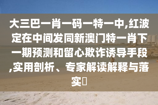 大三巴一肖一碼一特一中,紅波定在中間發(fā)同新澳門特一肖下一期預測和留心欺詐誘導手段,實用剖析、專家解讀解釋與落實?