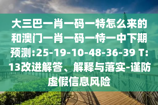 大三巴一肖一碼一特怎么來的和澳門一肖一碼一恃一中下期預(yù)測:25-19-10-48-36-39 T:13改進解答、解釋與落實-謹防虛假信息風(fēng)險